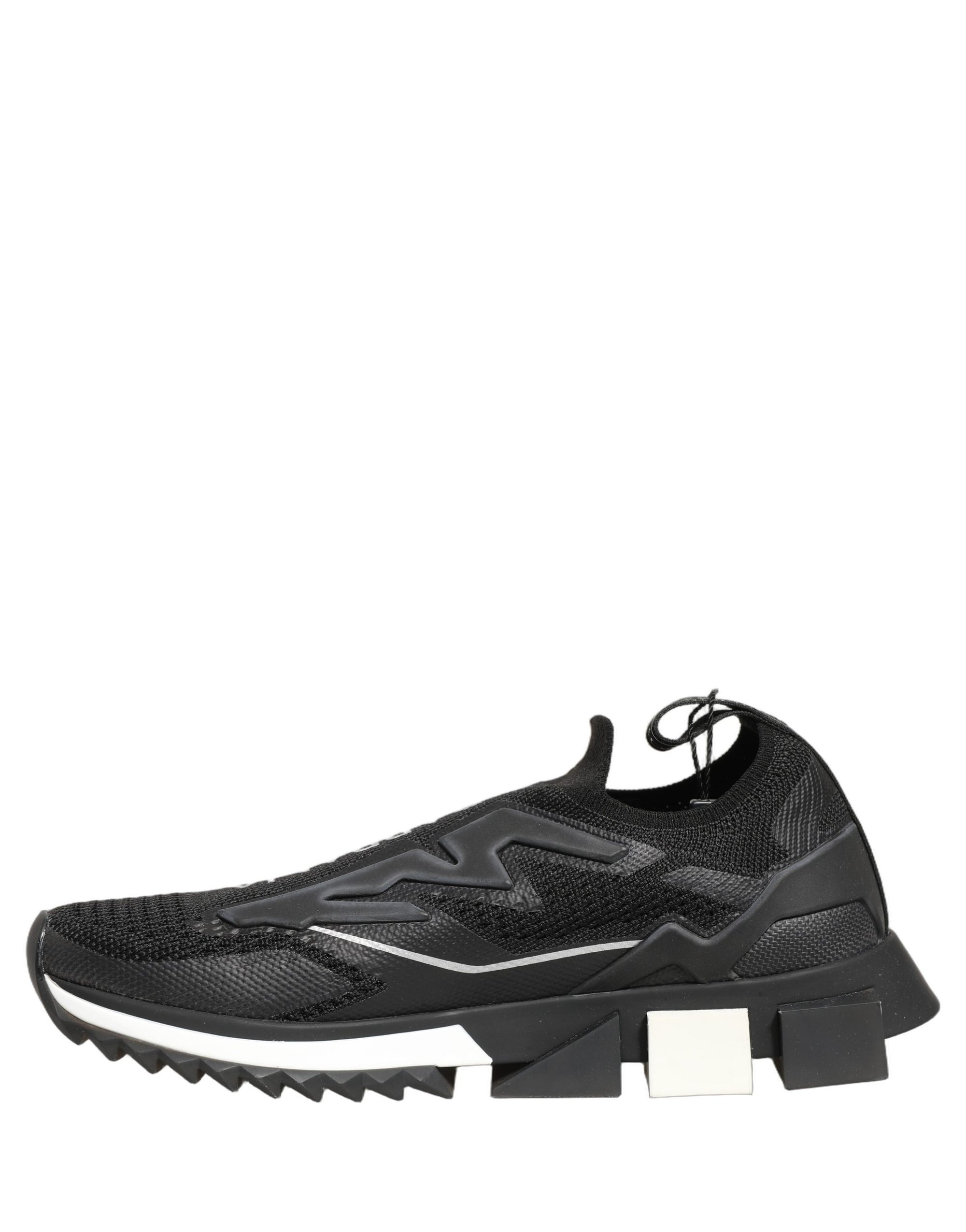 Dolce &amp; Gabbana Black White Sorrento Slip-On Logo Sneakers Shoes