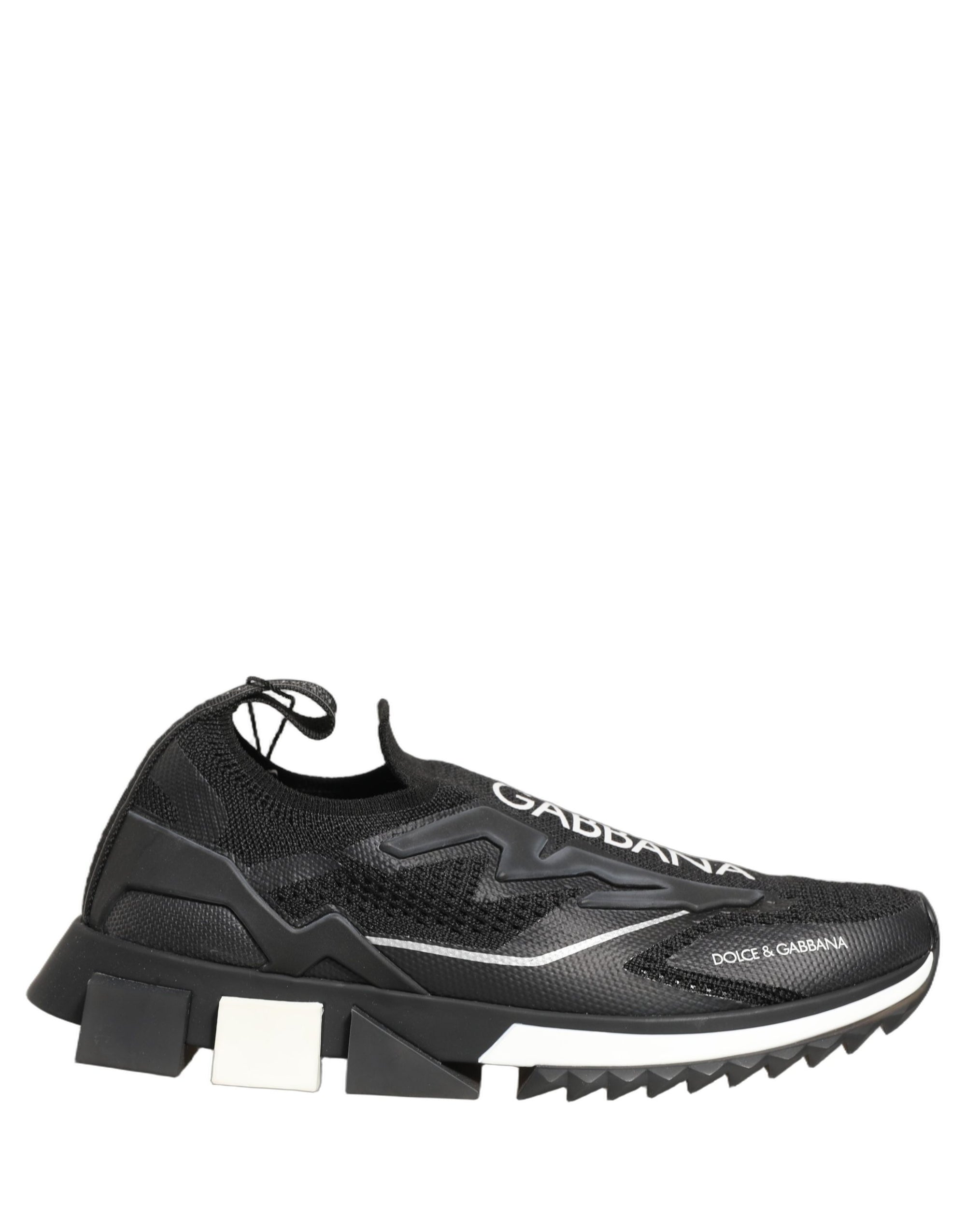 Dolce &amp; Gabbana Black White Sorrento Slip-On Logo Sneakers Shoes