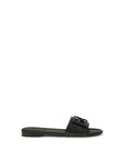 Fendi Black Calf Leather Bos Taurus Flat Sandals