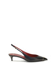 Valentino Garavani Black Calf Leather Bos Taurus Mid Heel Pumps