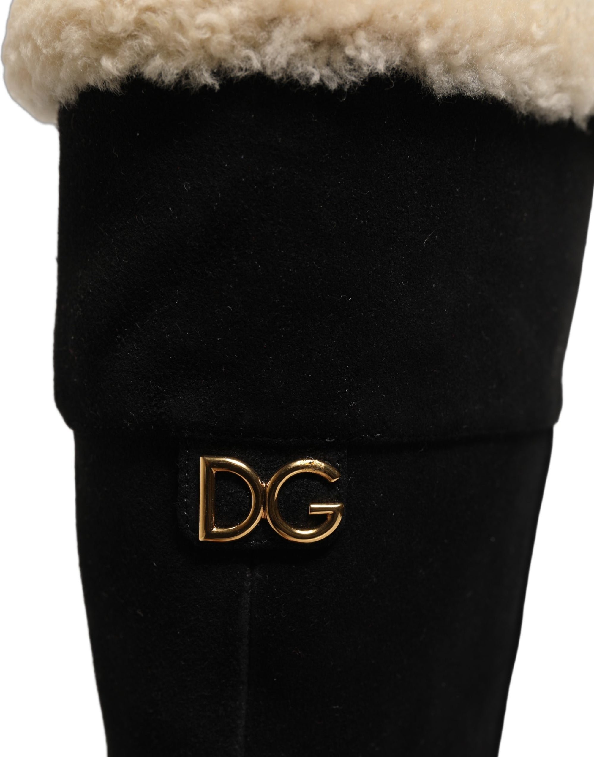 Dolce &amp; Gabbana Black Suede Leather Knee High Boots Shoes