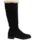 Dolce & Gabbana Black Suede Leather Knee High Boots Shoes