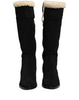 Dolce & Gabbana Black Suede Leather Knee High Boots Shoes