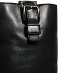 Dolce & Gabbana Black Leather Buckle Detail Mid Calf Boots Shoes