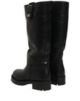 Dolce & Gabbana Black Leather Buckle Detail Mid Calf Boots Shoes