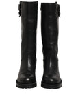 Dolce & Gabbana Black Leather Buckle Detail Mid Calf Boots Shoes