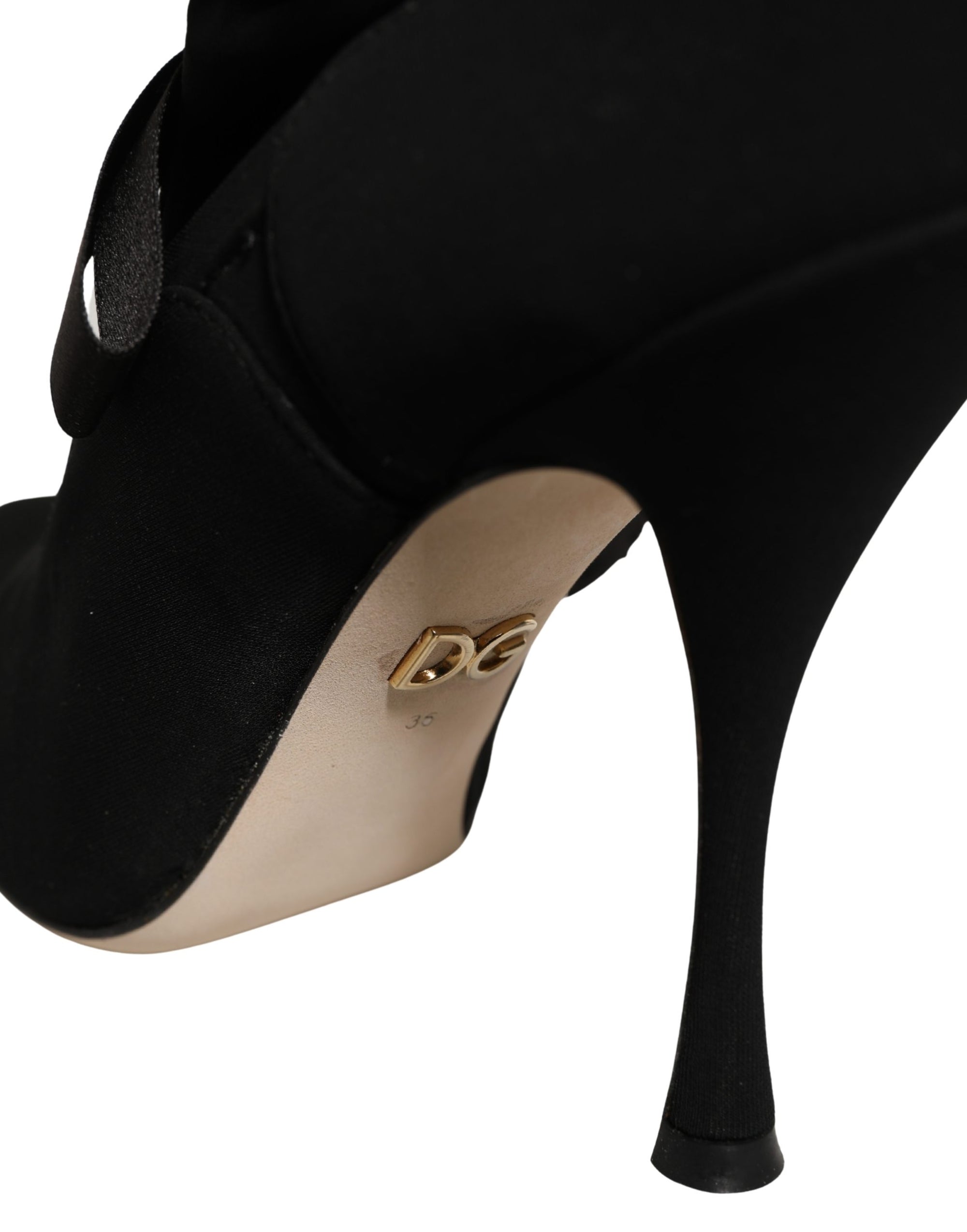 Dolce &amp; Gabbana Black Stiletto Heels Mid Calf Boots Shoes