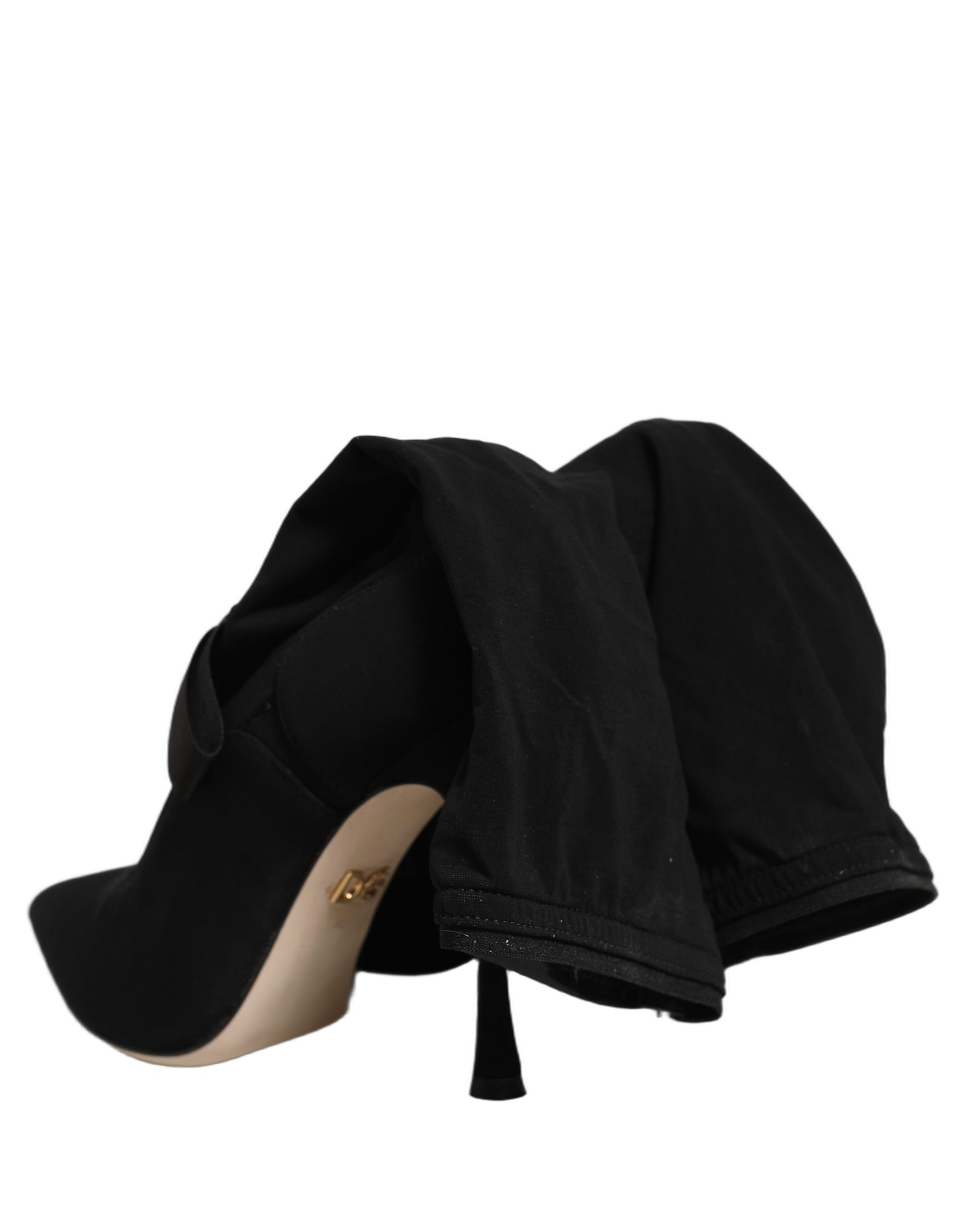Dolce &amp; Gabbana Black Stiletto Heels Mid Calf Boots Shoes