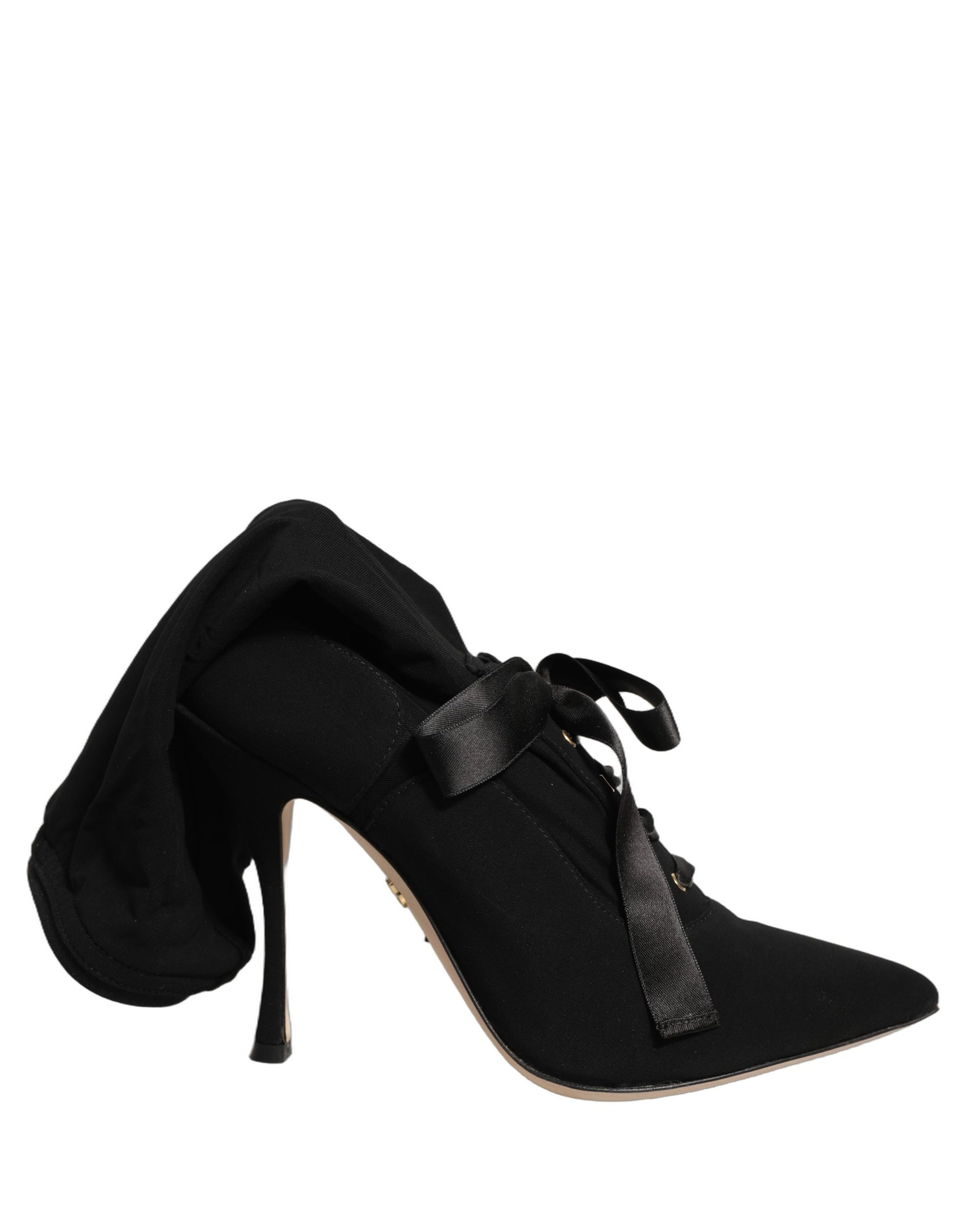 Dolce &amp; Gabbana Black Stiletto Heels Mid Calf Boots Shoes