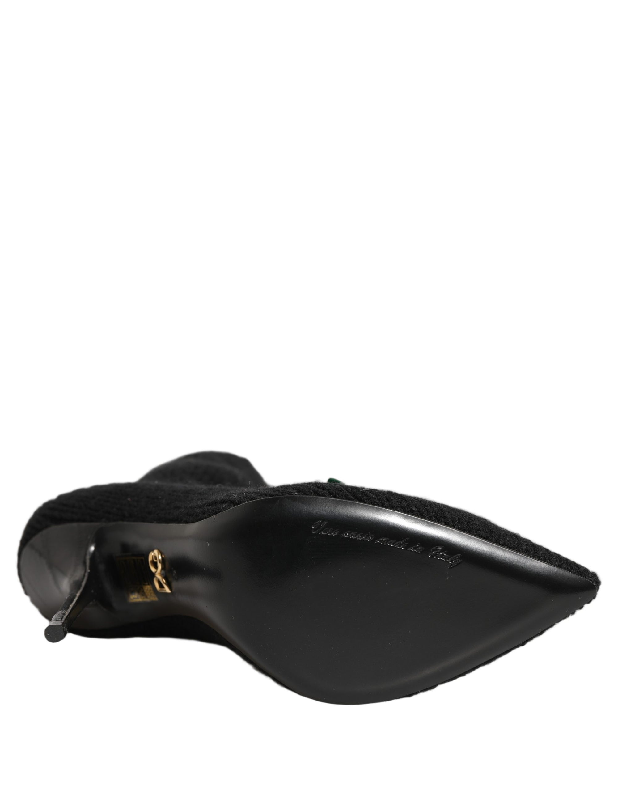 Dolce &amp; Gabbana Black Stiletto Heels Mid Calf Boots Shoes