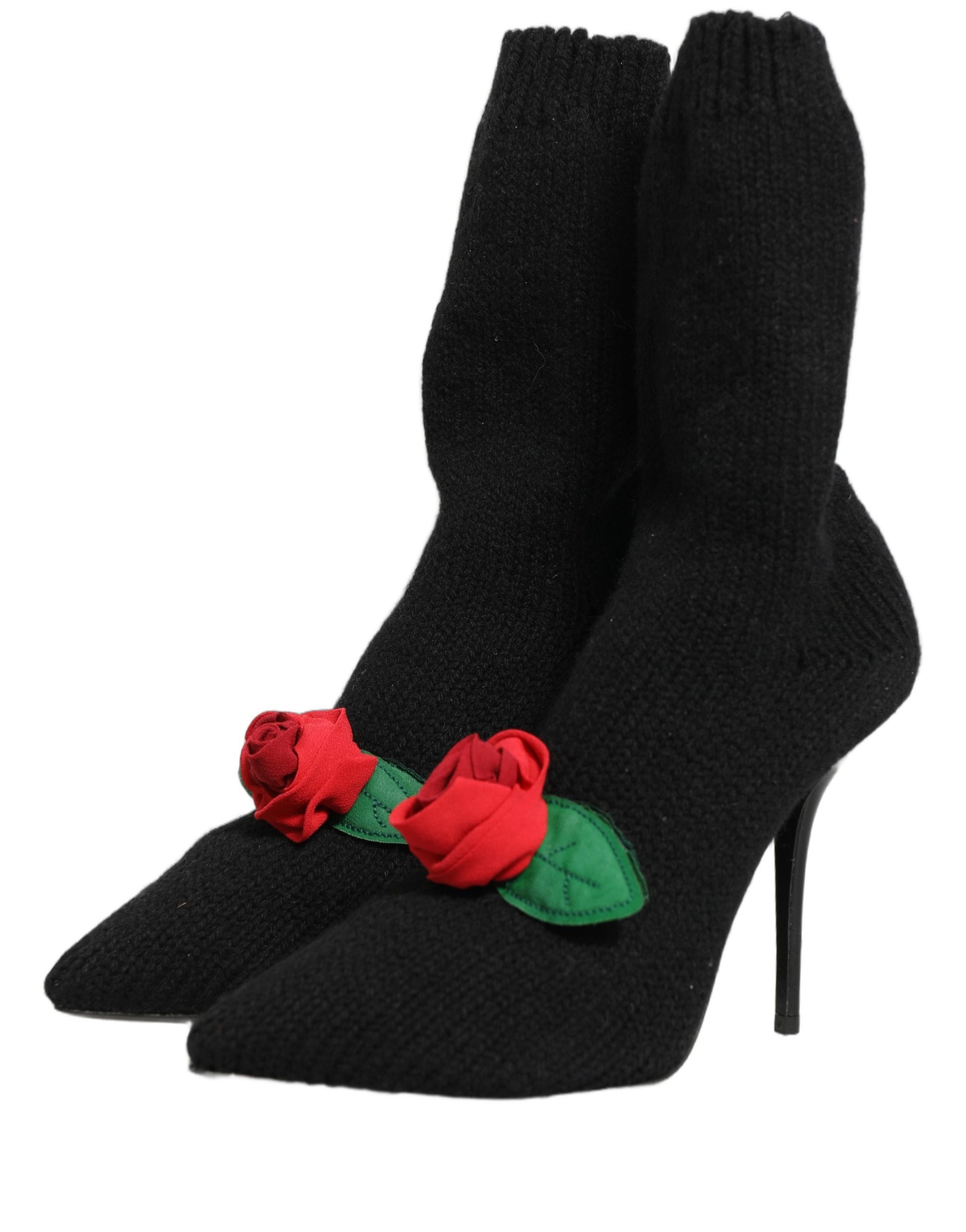 Dolce &amp; Gabbana Black Stiletto Heels Mid Calf Boots Shoes