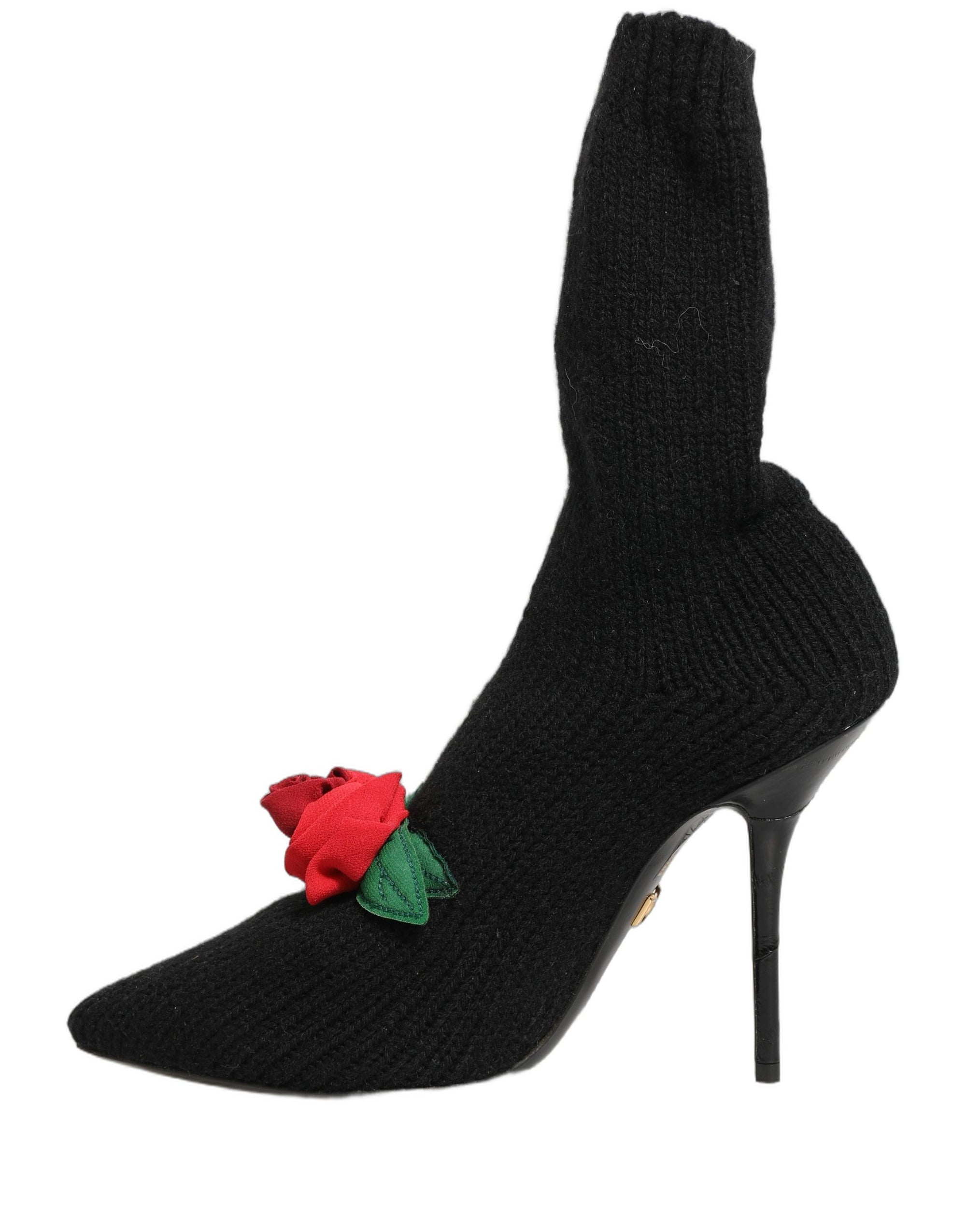 Dolce &amp; Gabbana Black Stiletto Heels Mid Calf Boots Shoes