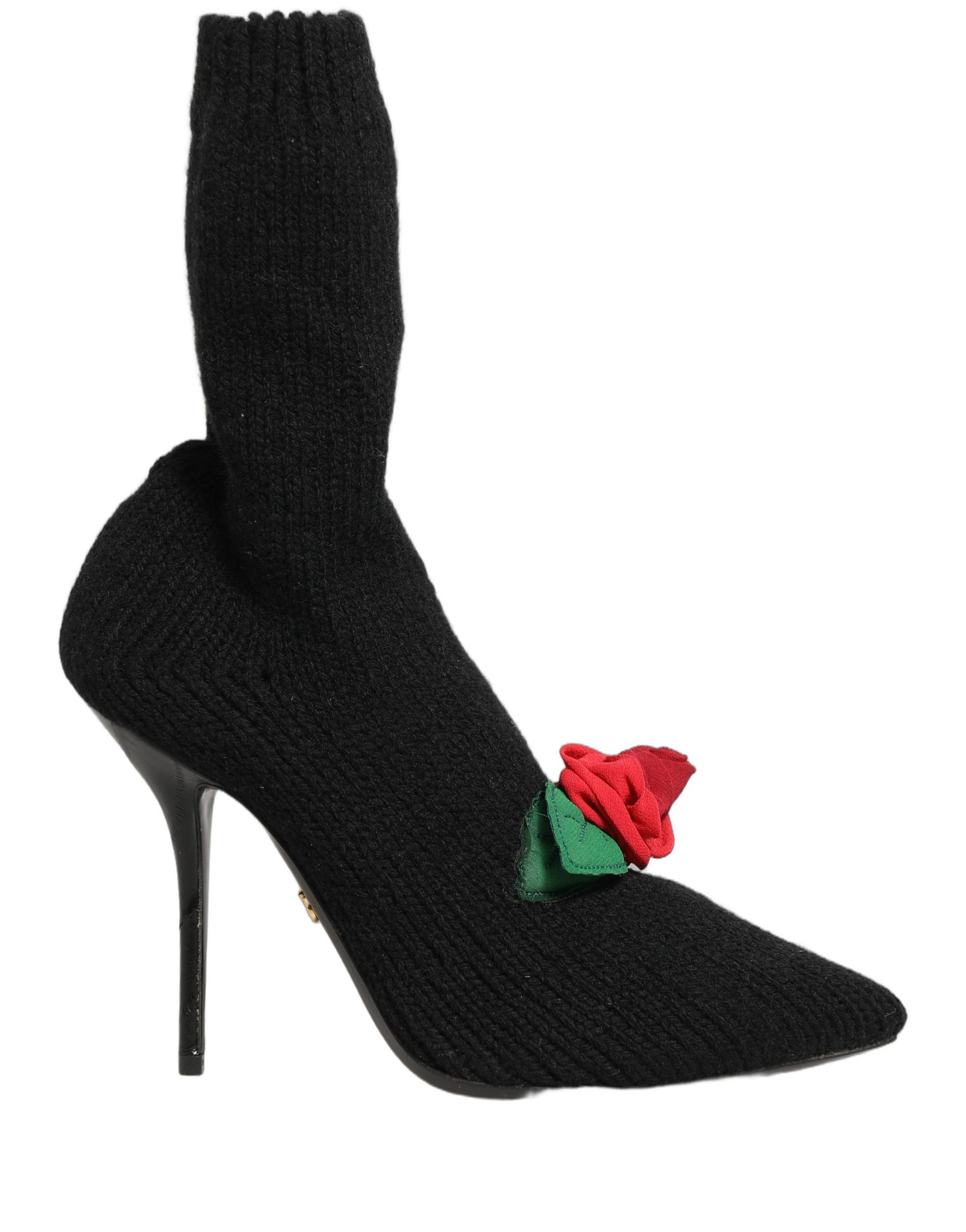 Dolce &amp; Gabbana Black Stiletto Heels Mid Calf Boots Shoes