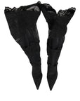 Dolce & Gabbana Black Over The Knee Sock Pumps Boots Shoes