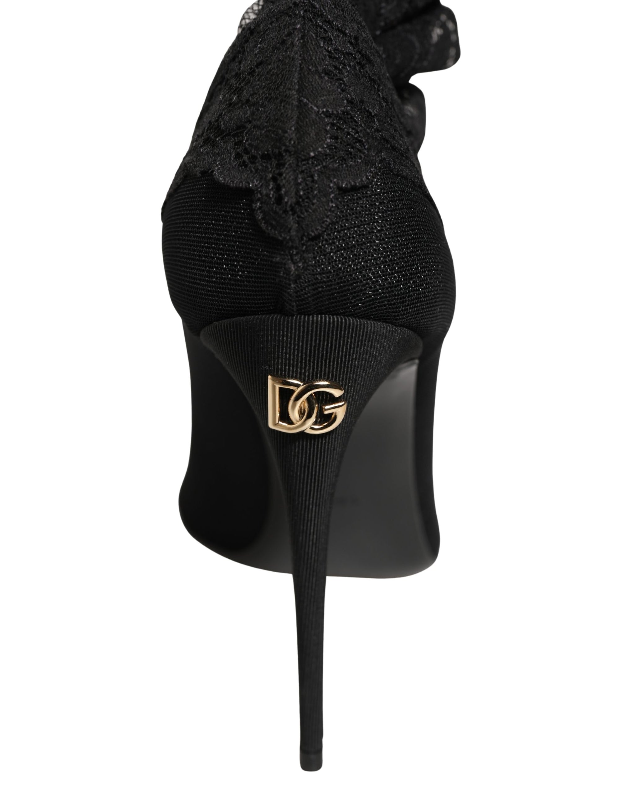 Dolce &amp; Gabbana Black Over The Knee Sock Pumps Boots Shoes
