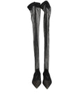 Dolce & Gabbana Black Over The Knee Tulle Flats Boots Shoes