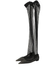 Dolce & Gabbana Black Over The Knee Tulle Flats Boots Shoes