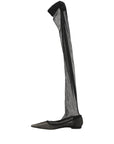 Dolce & Gabbana Black Over The Knee Tulle Flats Boots Shoes