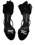 Dolce & Gabbana Stiletto Sandals Socks Knee High Boots Black