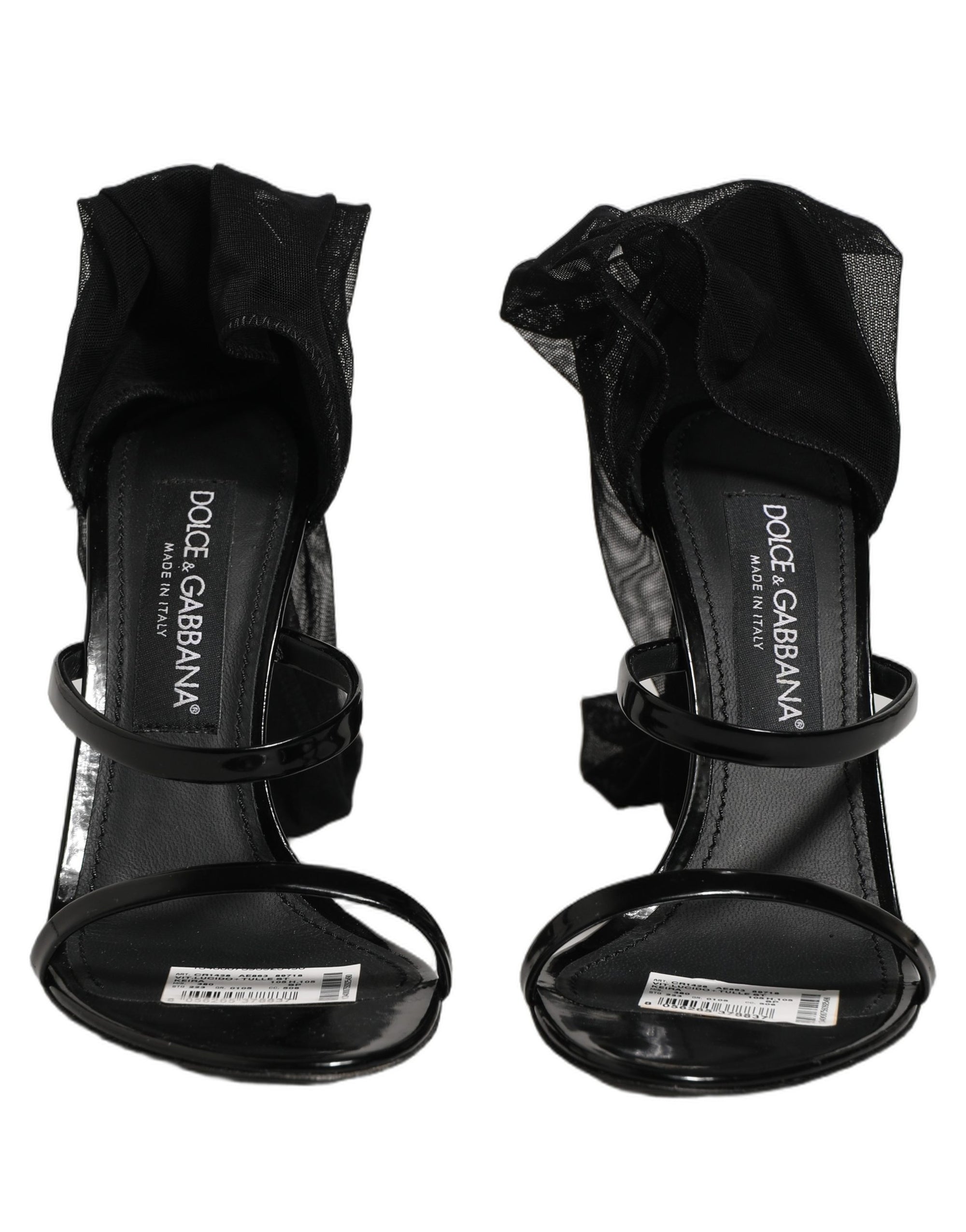 Dolce &amp; Gabbana Stiletto Sandals Socks Knee High Boots Black