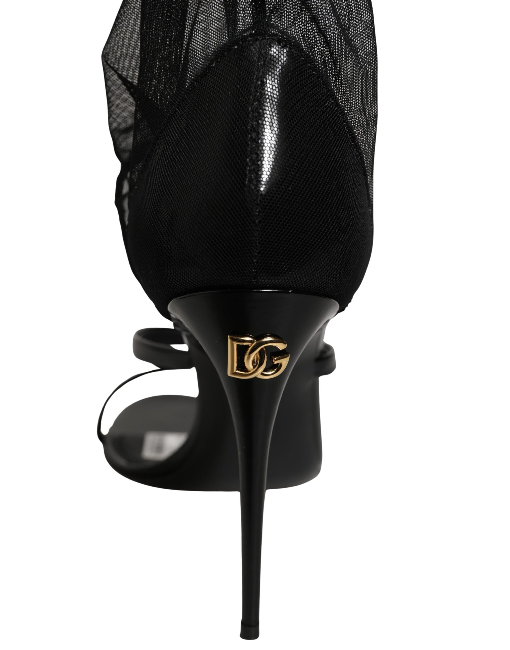 Dolce &amp; Gabbana Stiletto Sandals Socks Knee High Boots Black