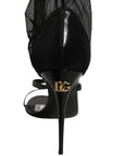 Dolce & Gabbana Stiletto Sandals Socks Knee High Boots Black