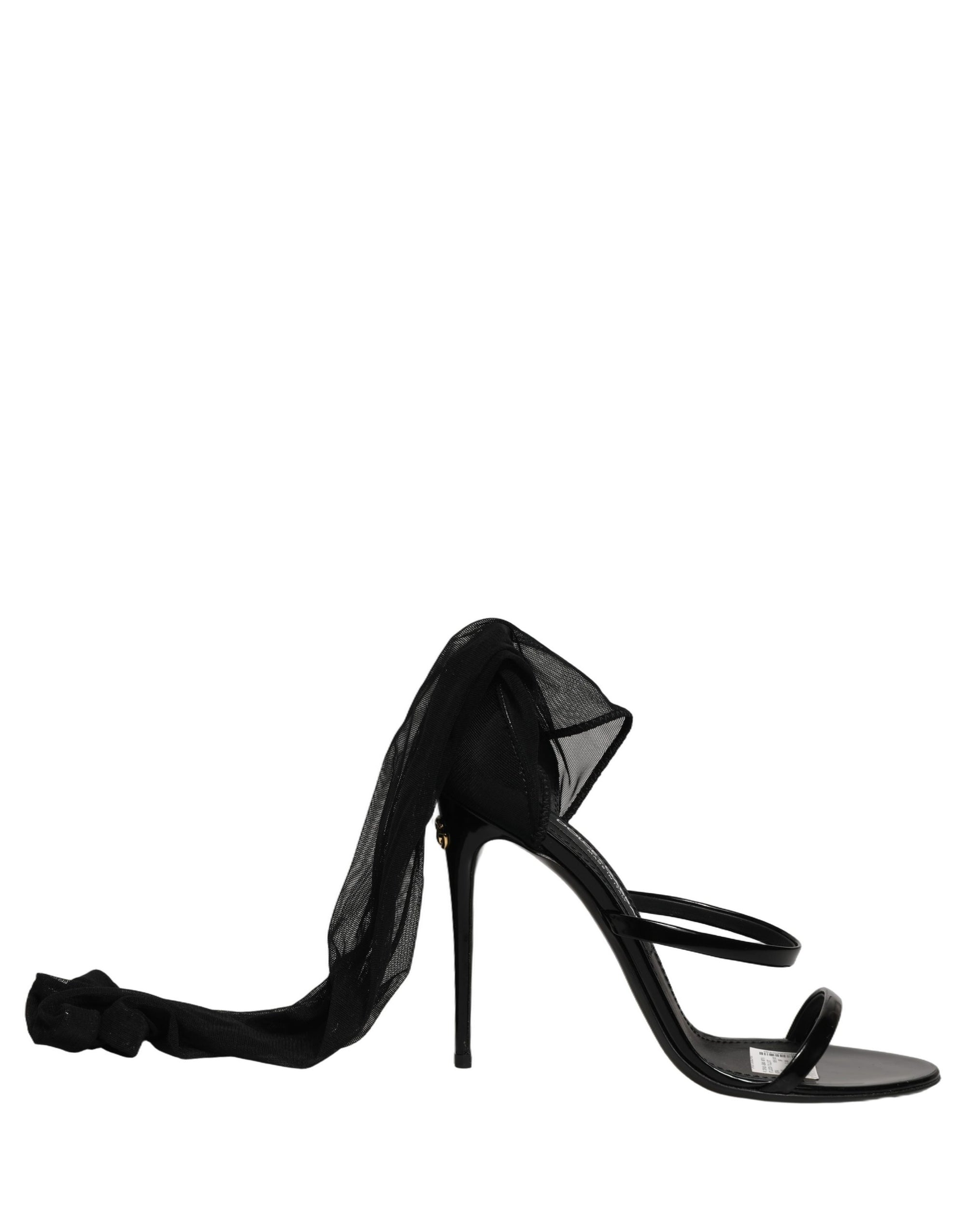 Dolce &amp; Gabbana Stiletto Sandals Socks Knee High Boots Black
