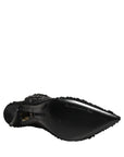 Dolce & Gabbana Black Embellished Mesh Ankle Boots Shoes