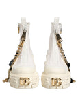 Dolce & Gabbana White Leather Rubber Logo Ankle Boots Shoes