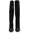 Dolce & Gabbana Black Satin Knee High Stiletto Boots Shoes