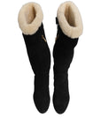 Dolce & Gabbana Suede Leather Knee High Boots Black