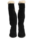 Dolce & Gabbana Suede Leather Knee High Boots Black