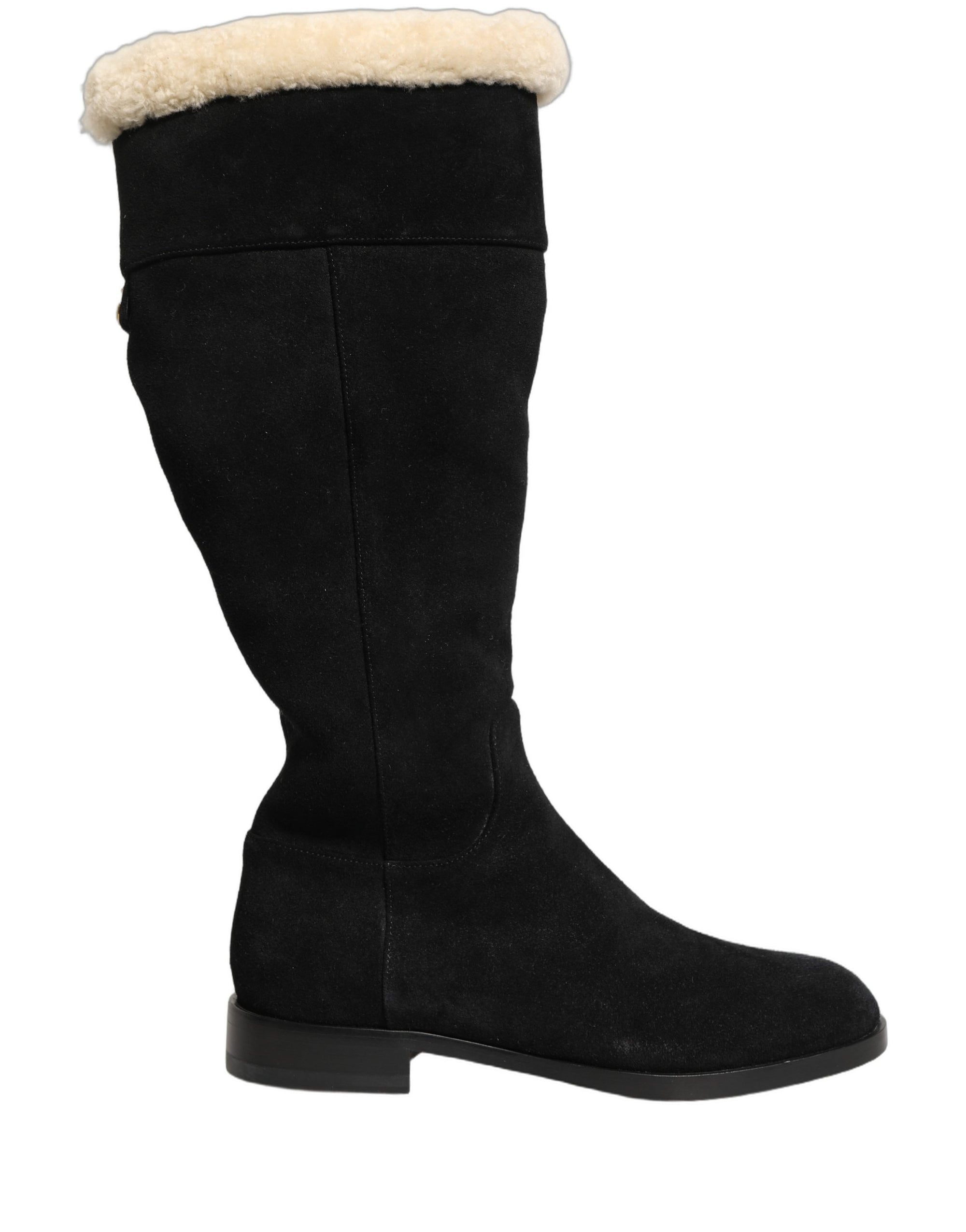 Dolce &amp; Gabbana Suede Leather Knee High Boots Black