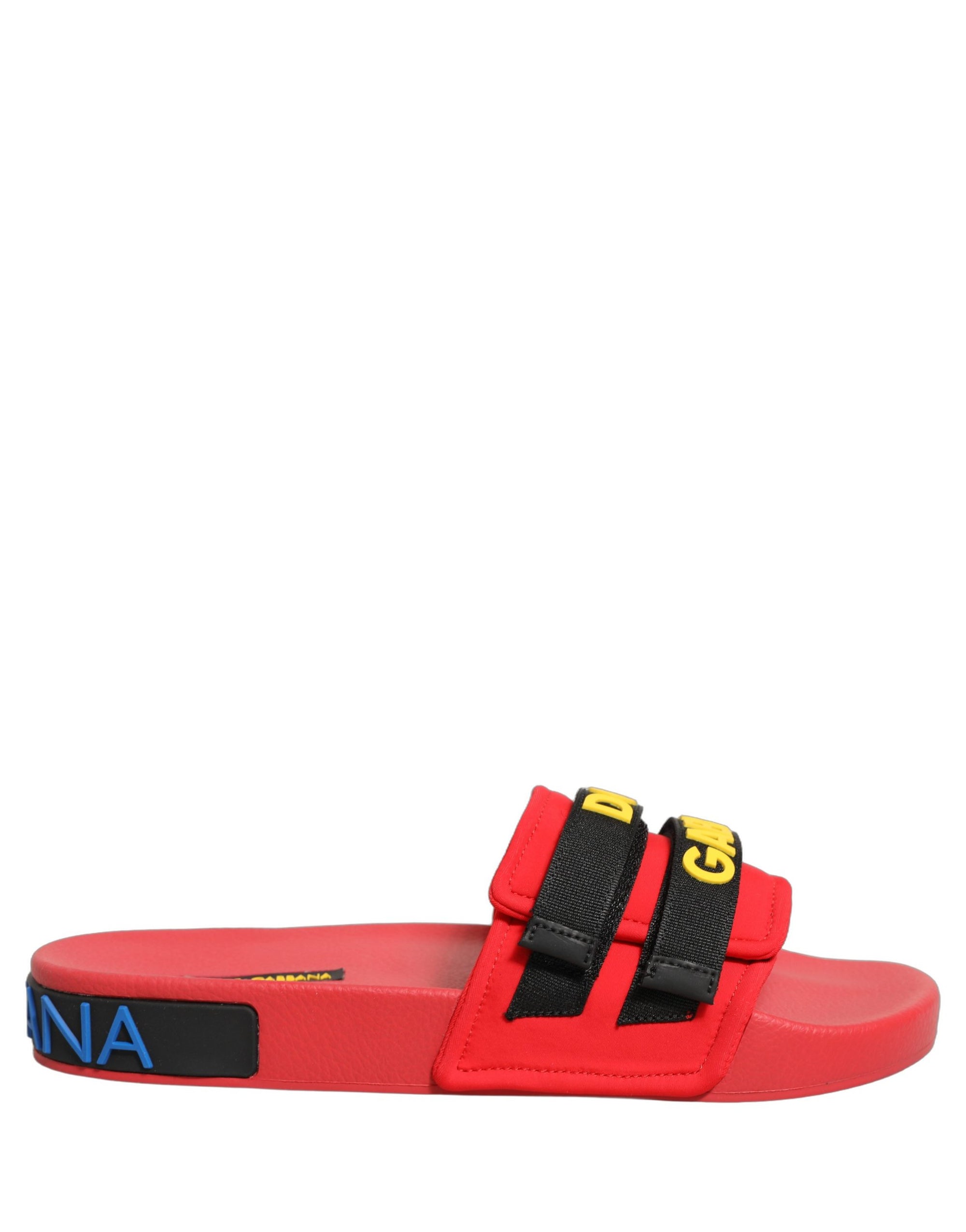 Dolce &amp; Gabbana Red Neoprene Slides Flats Beachwear Shoes