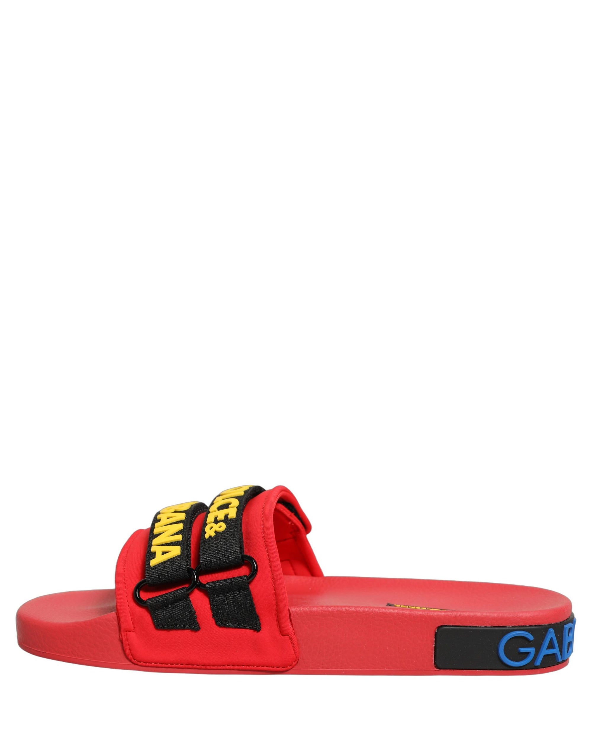 Dolce &amp; Gabbana Red Neoprene Slides Flats Beachwear Shoes