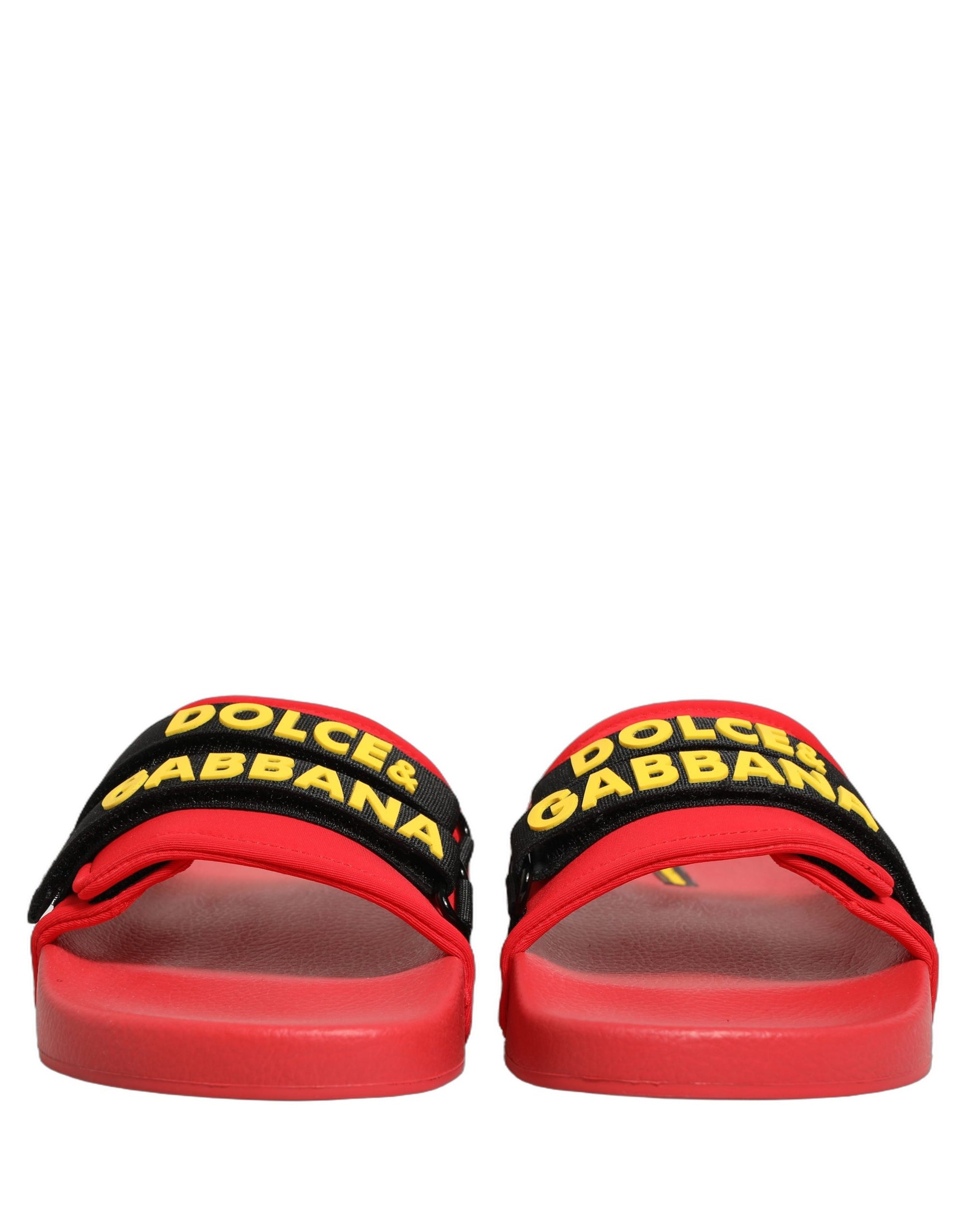Dolce &amp; Gabbana Red Neoprene Slides Flats Beachwear Shoes
