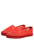 Dolce & Gabbana Red Taormina Lace Espadrille Flats Shoes