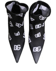 Dolce & Gabbana Black Logo Stretch Heels Ankle Boots Shoes