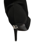 Dolce & Gabbana Black Stretch Socks Heels Ankle Boots Shoes
