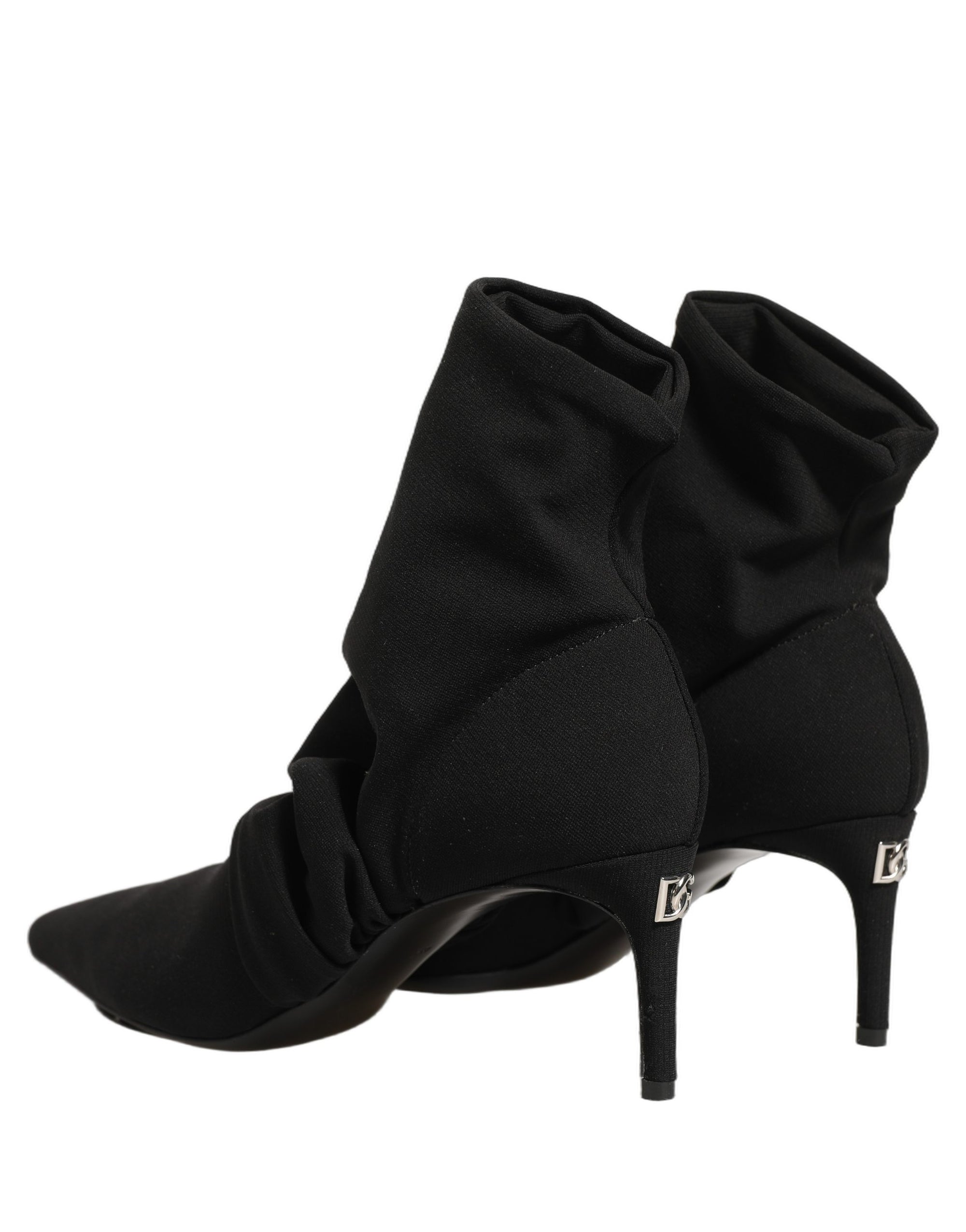 Dolce &amp; Gabbana Black Stretch Socks Heels Ankle Boots Shoes