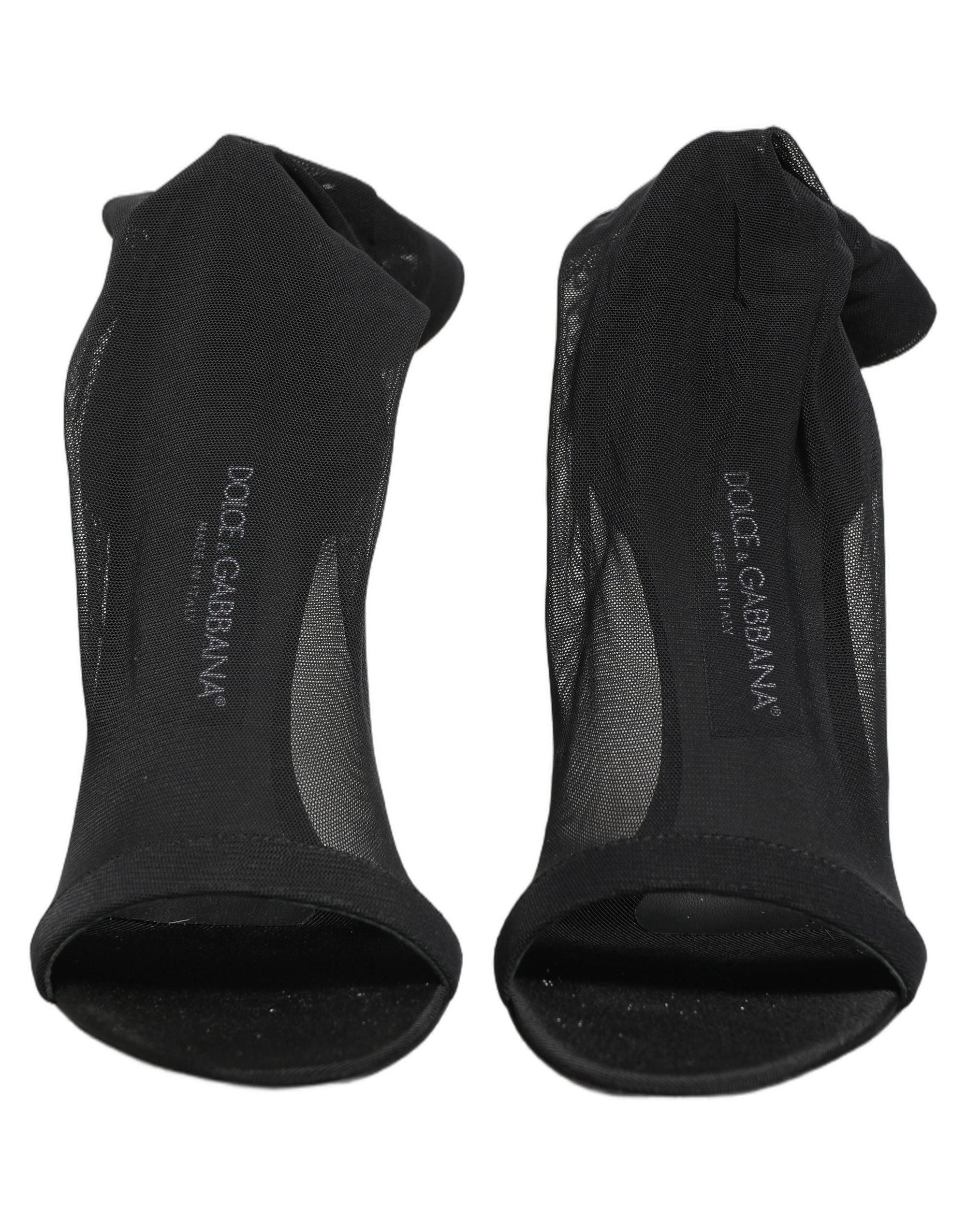 Dolce &amp; Gabbana Black Nylon Mesh Sock Style Boots Shoes