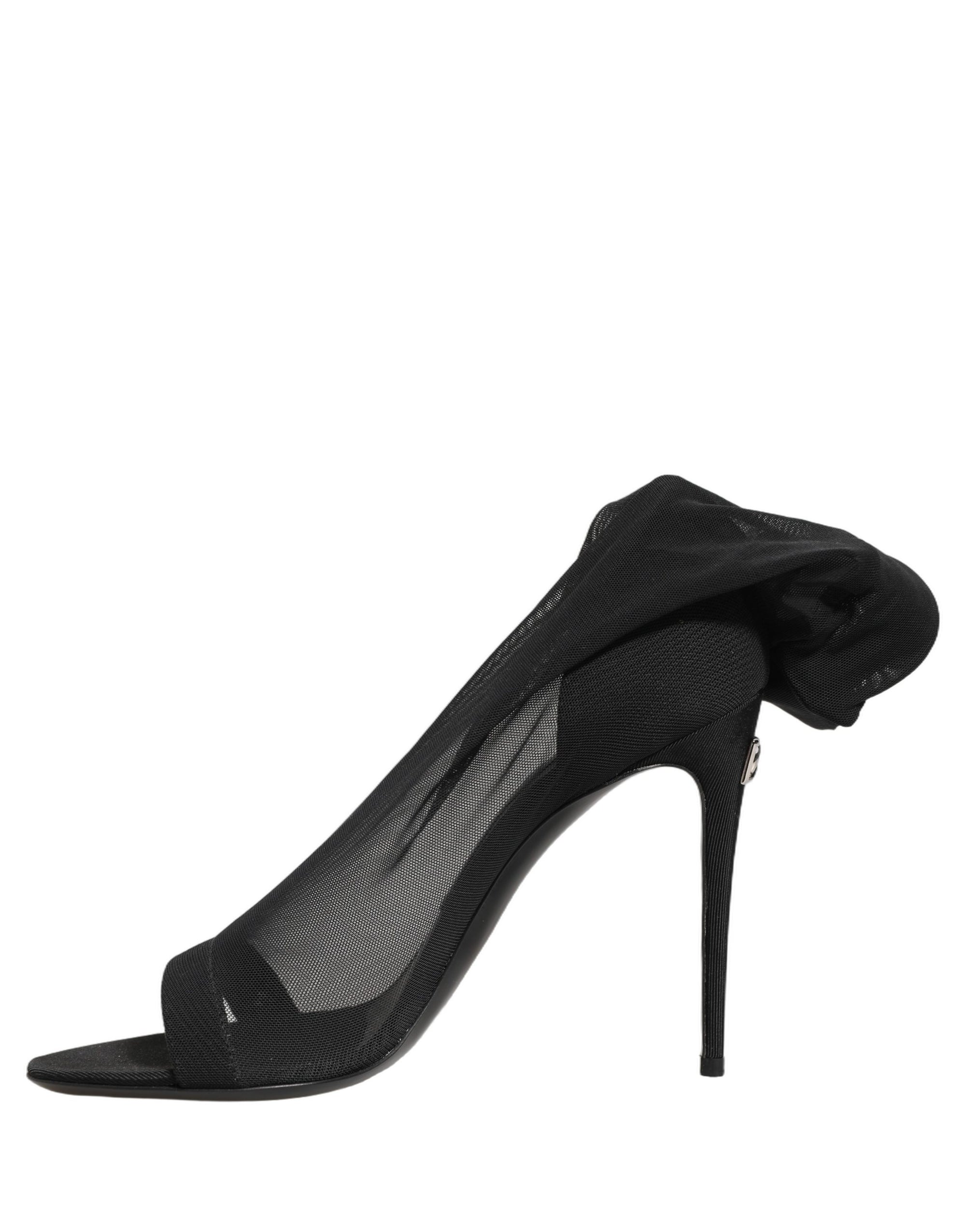 Dolce &amp; Gabbana Black Nylon Mesh Sock Style Boots Shoes