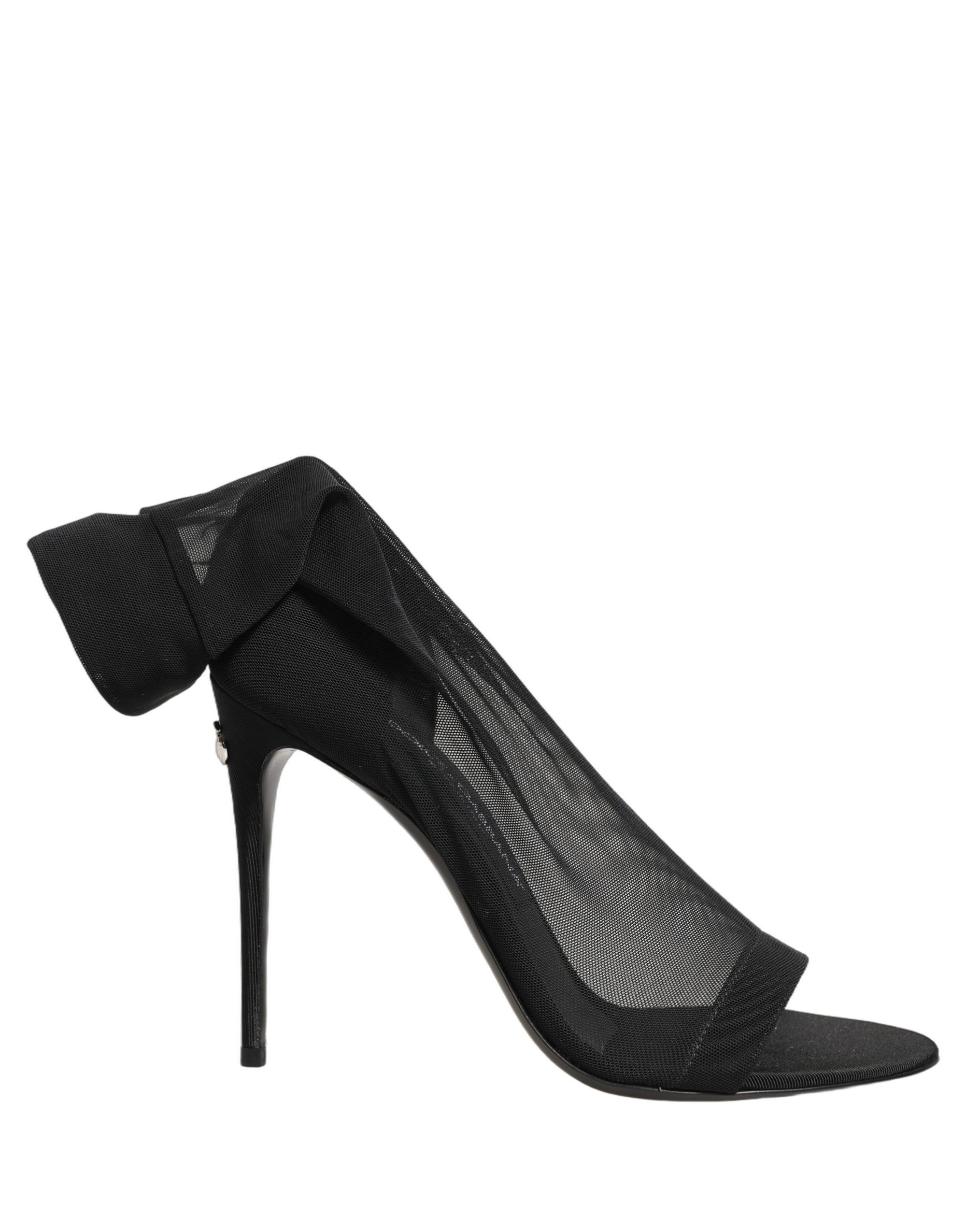 Dolce &amp; Gabbana Black Nylon Mesh Sock Style Boots Shoes