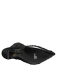 Dolce & Gabbana Black Embellished Mesh Ankle Boots Shoes
