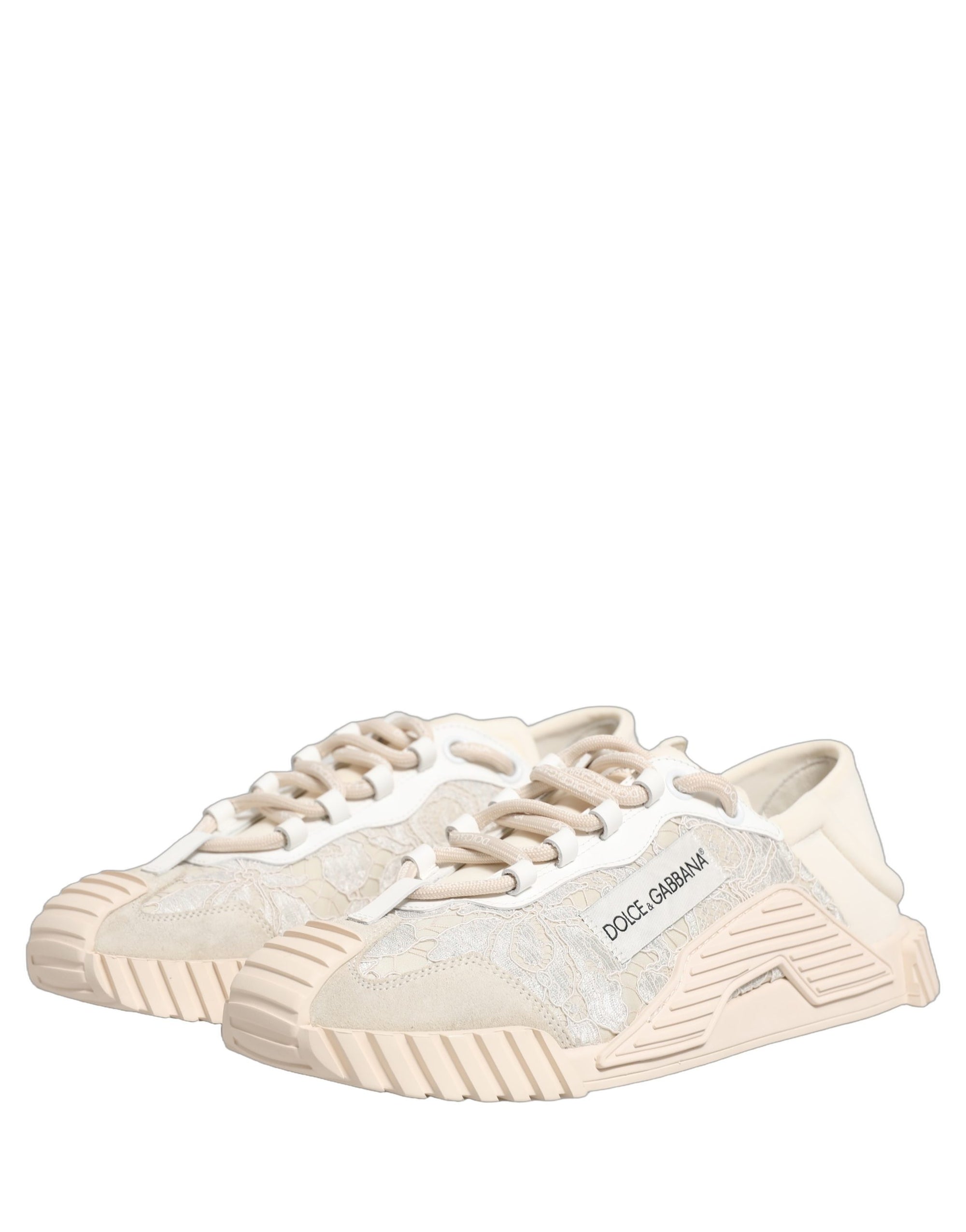 Dolce &amp; Gabbana White Lace NS1 Low Top Sneaker Sports Shoes