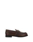 Miu Miu Brown Calf Leather Bos Taurus Slip-On Loafers