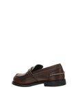 Miu Miu Brown Calf Leather Bos Taurus Slip-On Loafers