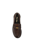Miu Miu Brown Calf Leather Bos Taurus Slip-On Loafers