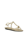 Prada Gold Calf Leather Bos Taurus Flat Sandals