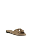 Fendi Beige Calf Leather Bos Taurus Flat Sandals